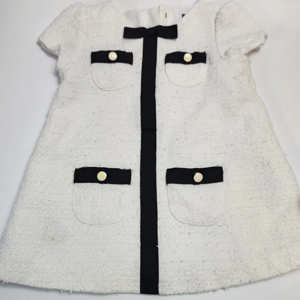 Janie and Jack Baby Girl Dresses 6-12M Tweed Pink White Bundle Set